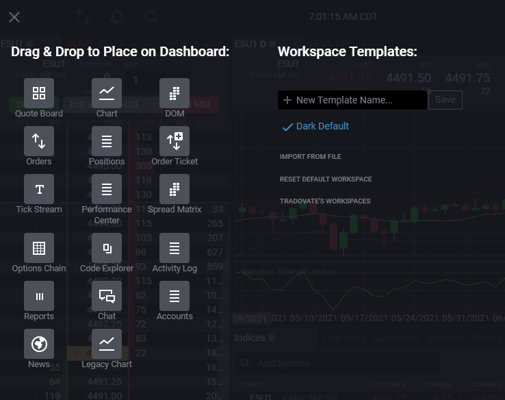 Drag and drop modules panel